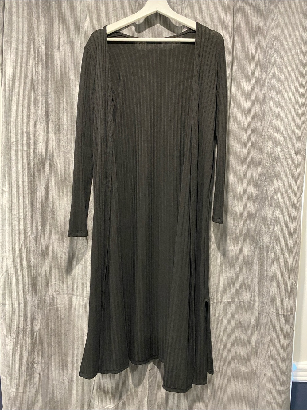 Studio Long Sleeve Ribbed Black Cardigan